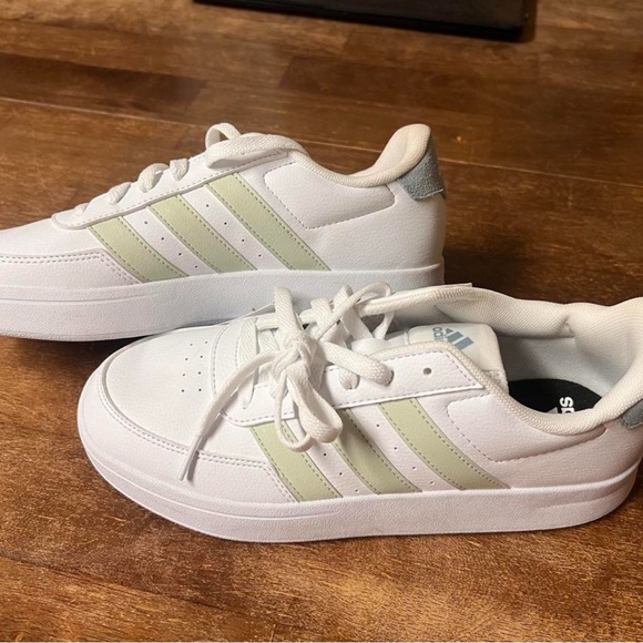 Adidas White and Soft Green Casual Sneakers - Picture 1 of 5